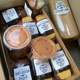 Variety of Musubis and kimchi sauce with their house made coffee. Must try!