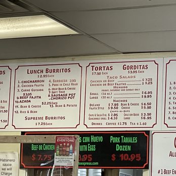 Juan's Burrito Express - Menu 1 - Mexican Near Me - Fort Worth, Texas