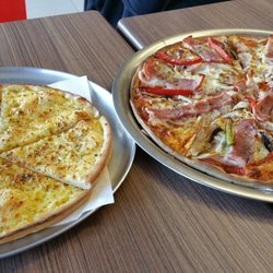 Loco Pizza - A large "special" pizza and the garlic bread. We devoured them!