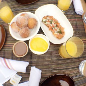 The Table - Lemon curd beignet with Carmel sauce on the side and smoked salmon tart - New American Near Me - San Jose, California