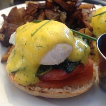 Blu Jam Cafe - Up close. Norwegian Benedict. - Breakfast & Brunch Near Me - Sherman Oaks, California