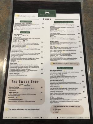 Menu photo 7 Crager's Restaurant Sarasota, FL