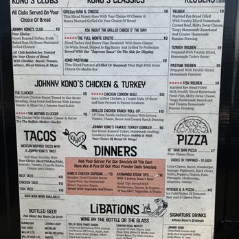 Johnny Kono's Bar & Grill - Menu 2 - Bars Near Me - Weymouth, Massachusetts