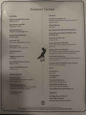 Menu photo 2 Foxhole Tavern Aspinwall, PA