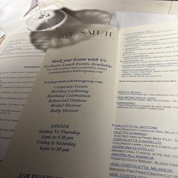 Salute Ristorante Palm Beach - Menu - Italian Near Me - Palm Beach, Florida