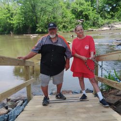 Hillside Dan River Tubing - David and Lorie on the new landing ramp