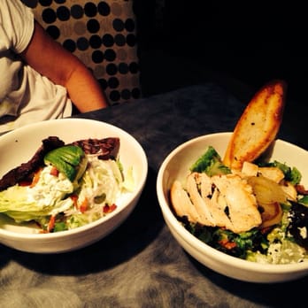 The Twisted Fork - Wedge salad with steak on left, Apple and Pear Salad with grilled chicken on right. - New American Near Me - Reno, Nevada The Twisted Fork - Wedge salad with steak on left, Apple and Pear Salad with grilled chicken on right. - New American Near Me - Reno, Nevada