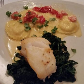 Atlantic Fish - Seabass with lobster ravioli - Seafood Near Me - Boston, Massachusetts Atlantic Fish - Seabass with lobster ravioli - Seafood Near Me - Boston, Massachusetts