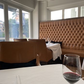 Sails Restaurant - Interior of the restaurant, nice leather seating - Seafood Near Me - Naples, Florida