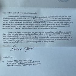 Kennedy Catholic High School - Only apology letter