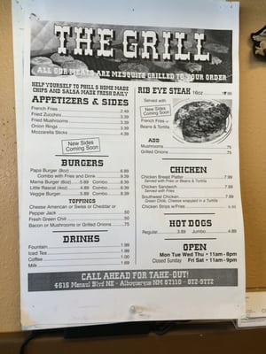 Menu photo 7 The Grill on San Mateo Albuquerque, NM