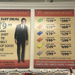 Fresno Suit Outlet - You can mix and match different qualities and styles of suits. A salesperson can help you figure it out.