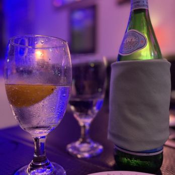 Frenchy's Table - Sparkling Pellegrino water with a wedge of lemon - Seafood Near Me - Lauderdale-by-the-Sea, Florida