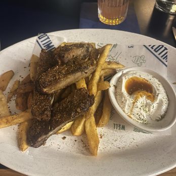 Andros Taverna - Charcoal Roasted Greek Kalamata Pork Ribs w/ spicy tzatziki & fries - Greek Near Me - Chicago, Illinois Andros Taverna - Charcoal Roasted Greek Kalamata Pork Ribs w/ spicy tzatziki & fries - Greek Near Me - Chicago, Illinois