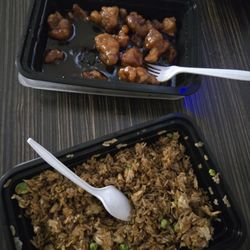 Orange chicken and shrimp fried rice