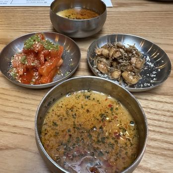San Ho Won - Complimentary cold tofu, radish and pear kimchi and anchovy with peanuts - Korean Near Me - San Francisco, California San Ho Won - Complimentary cold tofu, radish and pear kimchi and anchovy with peanuts - Korean Near Me - San Francisco, California