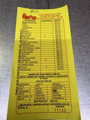 Menu photo 2 Tostadas Coyoacán México, D.F., DIF Menu photo 2 Tostadas Coyoacán México, D.F., DIF