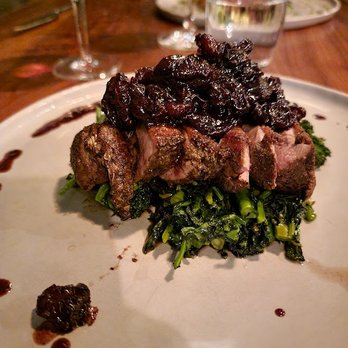 Boutros - Long Island Duck Breast- Broccoli Rabe, Sour Cherry Fesenjun, 35. Tasty topping. Rabe a bit bitter. Good duck. Pricey but tasty. - New American Near Me - Brooklyn, New York Boutros - Long Island Duck Breast- Broccoli Rabe, Sour Cherry Fesenjun, 35. Tasty topping. Rabe a bit bitter. Good duck. Pricey but tasty. - New American Near Me - Brooklyn, New York