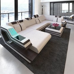 Sofa-Dreams - Stoffsofa Wohnlandschaft Ravenna mit LED Beleuchtung