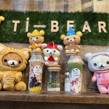 Tibear - Strawberry matcha latte w/ crystal boba & strawberry bits & purple rice mango genmaicha w/ crystal boba - Bubble Tea Near Me - Berkeley, California Tibear - Strawberry matcha latte w/ crystal boba & strawberry bits & purple rice mango genmaicha w/ crystal boba - Bubble Tea Near Me - Berkeley, California