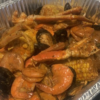 Baltimore Seafood - Cajun and garlic butter mixed (this is what was left after everyone ate) - Seafood Near Me - Baltimore, Maryland