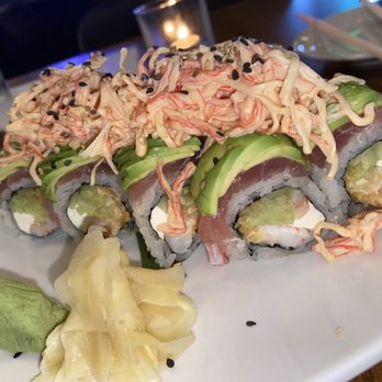 Chuck’s Fish - Backdown: shrimp, cucumber, tempura, spicy sauce, cream cheese, topped: tuna, avocado & crab salad - Sushi Bars Near Me - Tallahassee, Florida