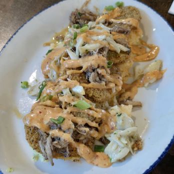 Katie's Seafood House - Fried green tomatoes with crab butter. $15 November 2025 - Seafood Near Me - Galveston, Texas Katie's Seafood House - Fried green tomatoes with crab butter. $15 November 2025 - Seafood Near Me - Galveston, Texas