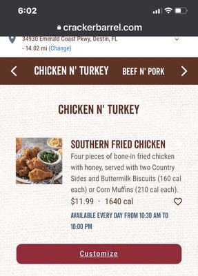 Menu photo 4 Cracker Barrel Old Country Store Crestview, FL
