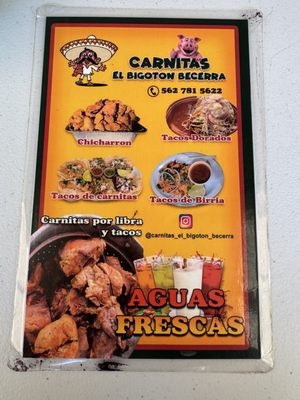 Menu photo 3 Carnitas El Bigoton Becerra Norwalk, CA