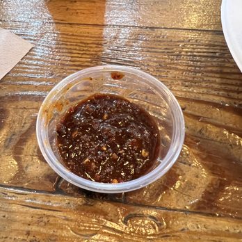 Tacompadre - I think this is the black salsa. It was spicy and a bit sweet too. Interesting! - Tacos Near Me - Santa Ana, California