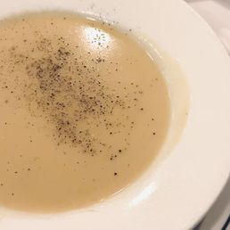 Butternut squash soup as part of toy prix fixe menu. My husband ordered house salad.