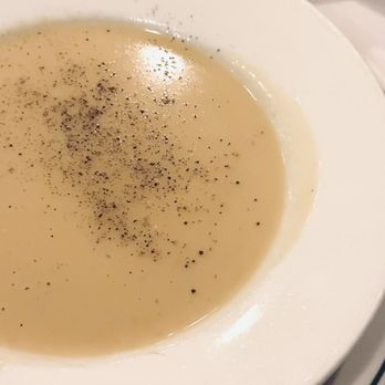 Bistro 107 - Butternut squash soup as part of toy prix fixe menu. My husband ordered house salad. - Italian Near Me - Moonachie, New Jersey