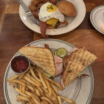 Ted's Bulletin Merrifield - Ted's Burger (back) with swapped fries for tots and The Club - Breakfast & Brunch Near Me - Fairfax, Virginia Ted's Bulletin Merrifield - Ted's Burger (back) with swapped fries for tots and The Club - Breakfast & Brunch Near Me - Fairfax, Virginia