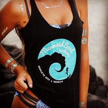 Technicolor Printing - Plastisol came out better on the black tanks for Mermaid Soul Wahine design - Screen Printing/T-Shirt Printing Near Me - Santa Fe Springs, California Technicolor Printing - Plastisol came out better on the black tanks for Mermaid Soul Wahine design - Screen Printing/T-Shirt Printing Near Me - Santa Fe Springs, California