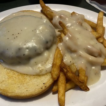 Goldie's Patio Grill - Country burger with fries & gravy - Burgers Near Me - Tulsa, Oklahoma Goldie's Patio Grill - Country burger with fries & gravy - Burgers Near Me - Tulsa, Oklahoma