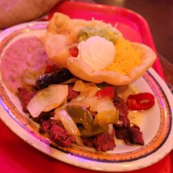 Steak fajitas plate. Good meat!!