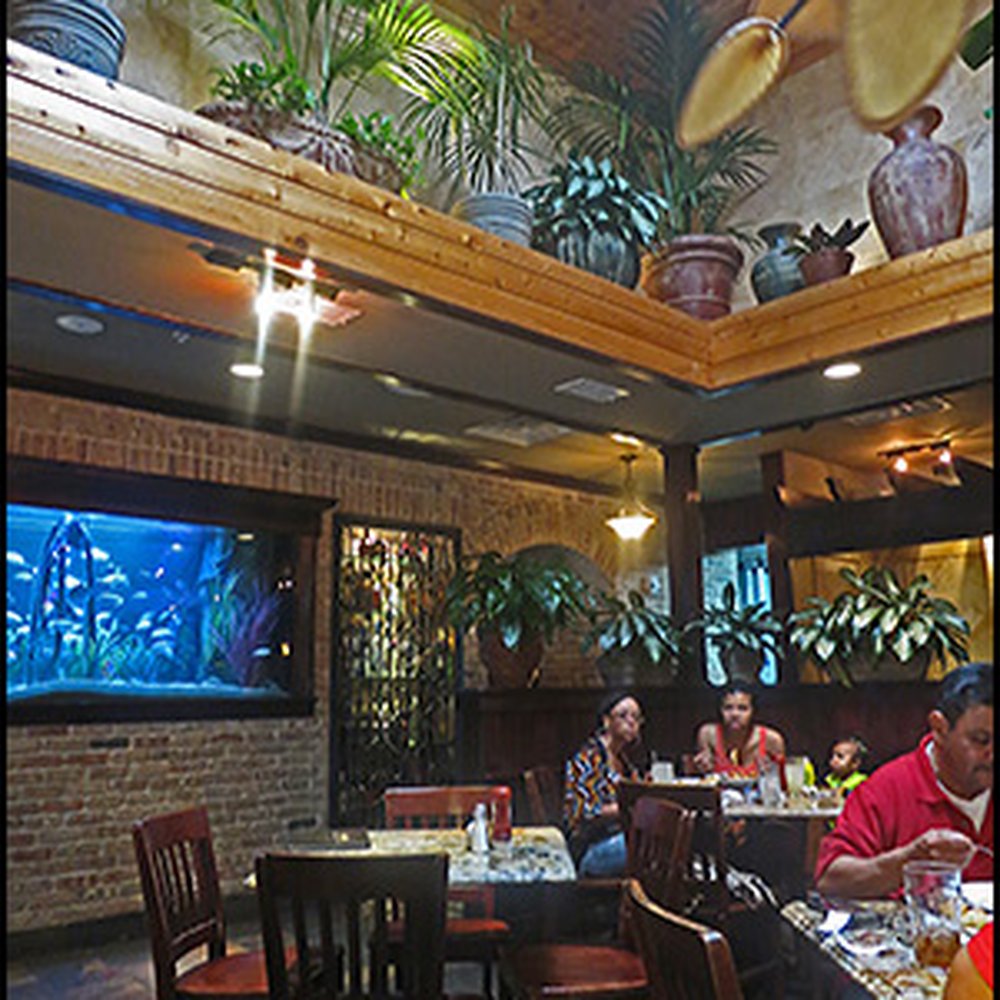 Cheddar's Scratch Kitchen - Central dining area.  They should clean the fish tank more often. - American Near Me - Webster, Texas