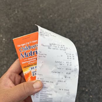 Mini Mart - Line item for medicine was labeled as TAXES. Cost of Children's Motrin was priced at $17.99. - Gas Stations Near Me - Bakersfield, California