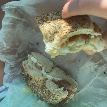 Goldberg's Bagels - Everything bagel with egg whites, cheese, and bacon - Bagels Near Me - West Hartford, Connecticut Goldberg's Bagels - Everything bagel with egg whites, cheese, and bacon - Bagels Near Me - West Hartford, Connecticut