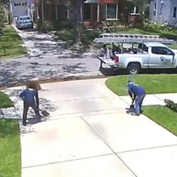 Houston Lightscapes - Hacking away at the driveway with metal shovels. - Lighting Fixtures & Equipment Near Me - Houston, Texas