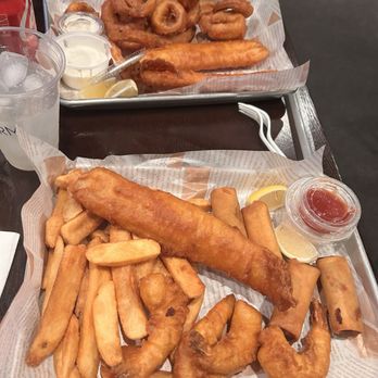 London Fish 'N Chips - Seafood Variety Combo and 10 Piece Fresh Onion Ring - Fish & Chips Near Me - Hayward, California