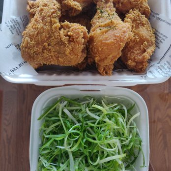 Mymy Chicken Thornhill - Green Onion Chicken. Comes with the special wasabi sauce (not pictured) on the side - Chicken Shop Near Me - Markham, Ontario Mymy Chicken Thornhill - Green Onion Chicken. Comes with the special wasabi sauce (not pictured) on the side - Chicken Shop Near Me - Markham, Ontario