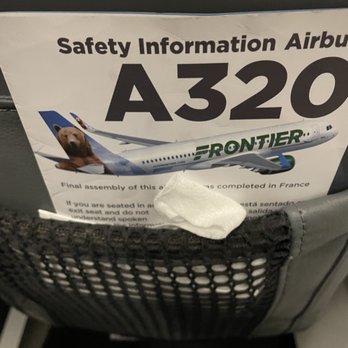 Frontier Airlines - napkin in cushion - Airlines Near Me - San Francisco, California Frontier Airlines - napkin in cushion - Airlines Near Me - San Francisco, California