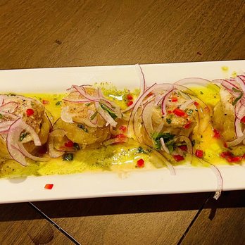 Aji 10 Latin Cuisine - Scallops over mashed Plantinos. - Latin American Near Me - Norwalk, Connecticut