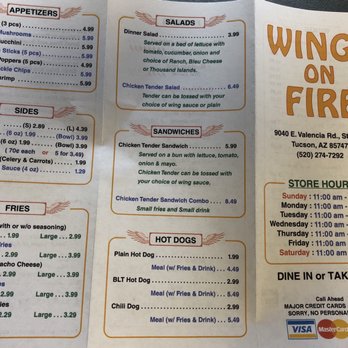 Wings On Fire - Menu - Chicken Wings Near Me - Tucson, Arizona Wings On Fire - Menu - Chicken Wings Near Me - Tucson, Arizona