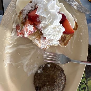 Pancake House - Stuffed French toast (half eaten haha it's delicious) - Breakfast & Brunch Near Me - Shelby, North Carolina