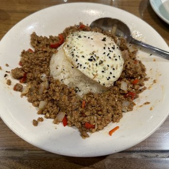 Tasty Spot Cafe - #78 MINCED PORK & EGG RICE (spicy version) No heat to me but I have a high heat tolerance - Chinese Near Me - Irvine, California Tasty Spot Cafe - #78 MINCED PORK & EGG RICE (spicy version) No heat to me but I have a high heat tolerance - Chinese Near Me - Irvine, California