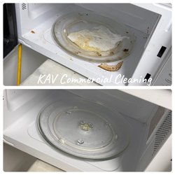 KAV Commercial Cleaning Services - Office microwave before and after.