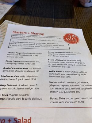 Menu photo 1 4 MILE BREWING Victoria, BC Menu photo 1 4 MILE BREWING Victoria, BC