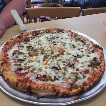 Vitos Pizzeria - Large with extra cheese, jalapeño, mushrooms, pepperoni, and Italian sausage. - Pizza Near Me - Orange Park, Florida Vitos Pizzeria - Large with extra cheese, jalapeño, mushrooms, pepperoni, and Italian sausage. - Pizza Near Me - Orange Park, Florida